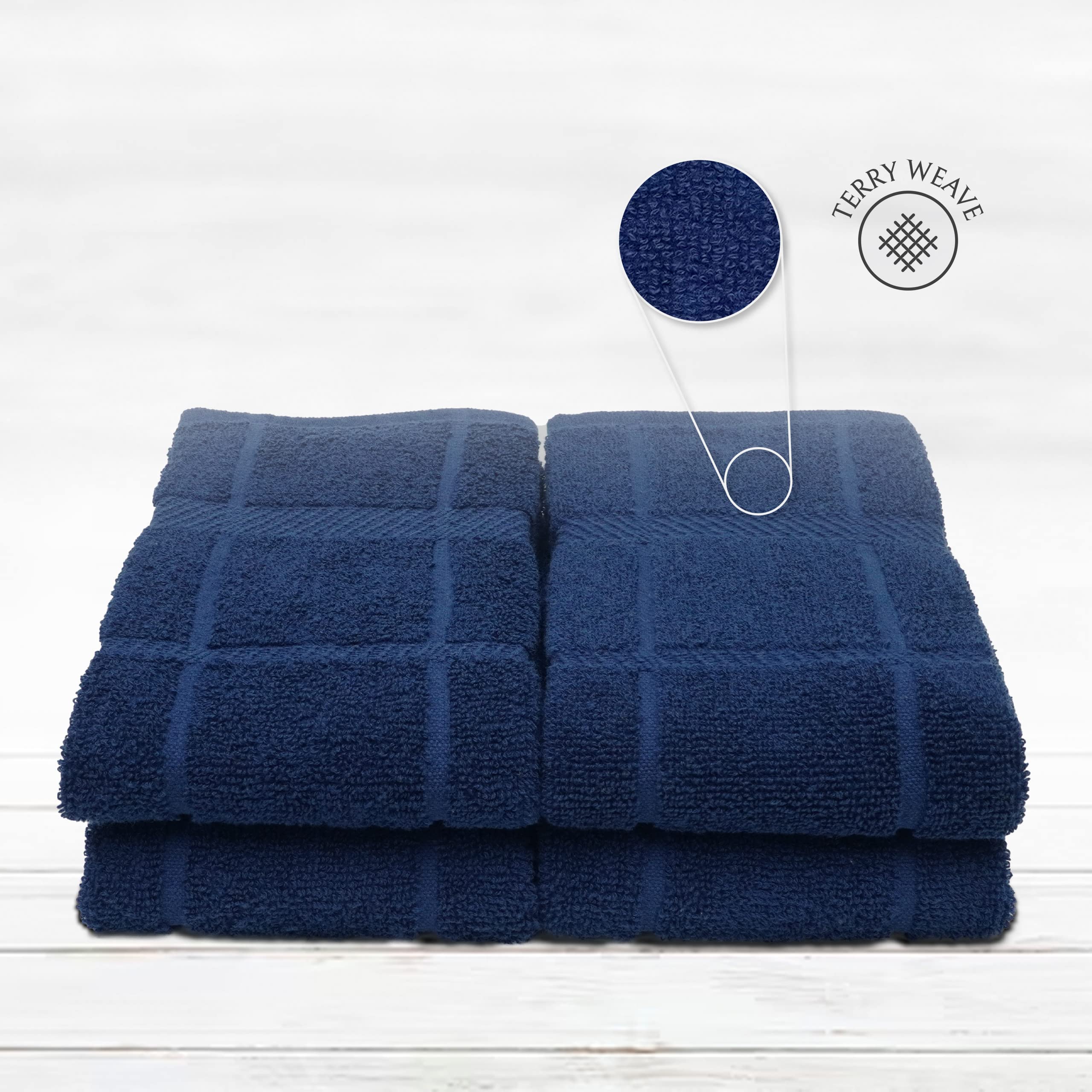Mellow Buff 100% cotton terry towels, gentle on delicateware and counters.