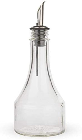 Melostu KegWorks glass syrup bottle with pourer, crystal-clear and ideal for precise syrup dispensing.