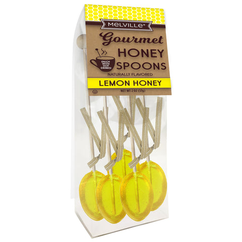 Melville Candy honey spoon tea stirrer close-up with real clover honey for rich sweetness