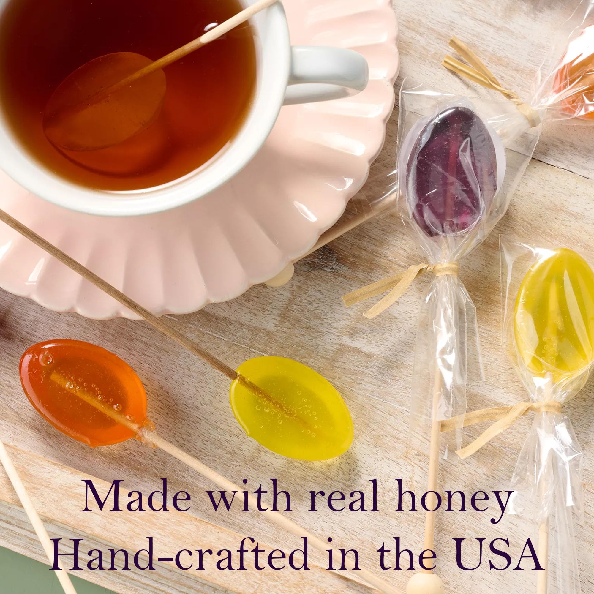 Melville Candy honey spoons pair with coffee, tea, and lemon water