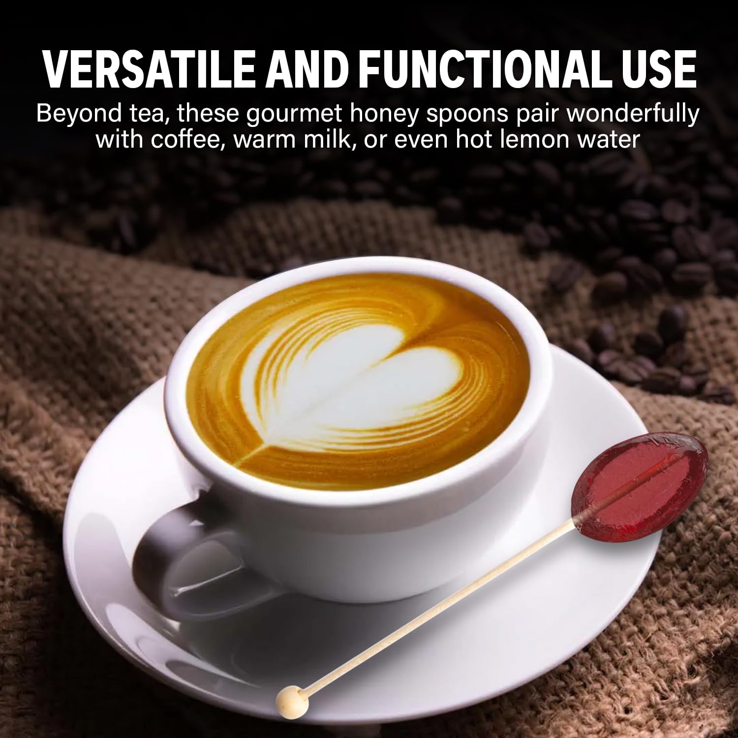 Melville Candy honey spoon dissolves in tea for smooth, natural sweetness