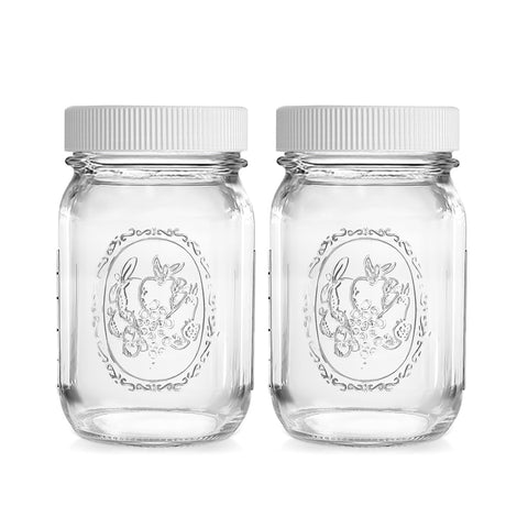 MEM WORLDSHOP regular mouth 16oz jar front view shows clear contents for easy checking.