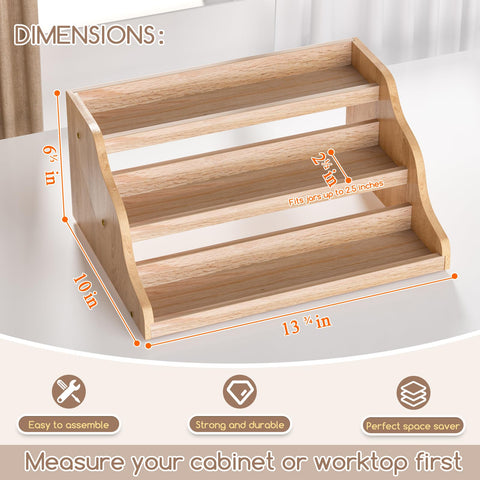 Memanque tiered spice rack on countertop for easy cooking access.