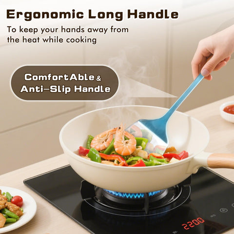 MemoGem 4 Pcs Utensils slotted-turner close-up shows smooth edges for safe turning