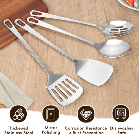 MemoGem 4 Pcs Utensils wok spatula angled shot highlights heat-tolerant design for stir-frying