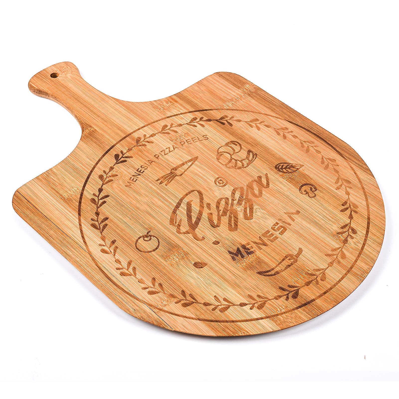 Menesia bamboo pizza peel wooden surface suitable for pizza and cutting