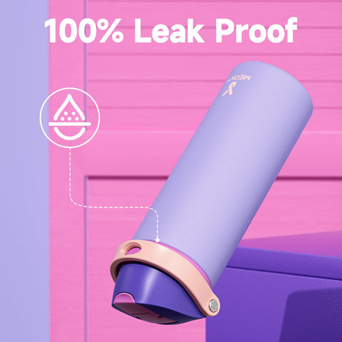 Meoky 18-8 stainless steel body delivers sturdy BPA-free hydration.