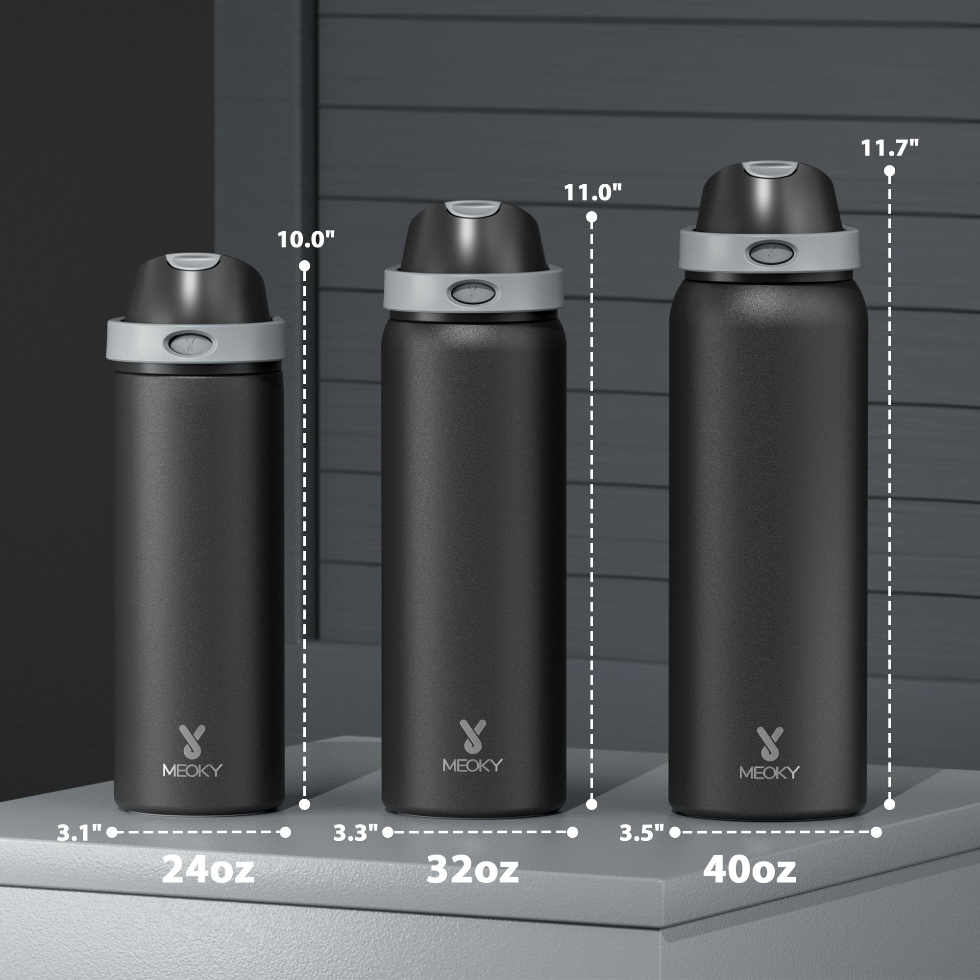 Meoky 24oz bottle with spout lid demonstrates quick swig accessibility.