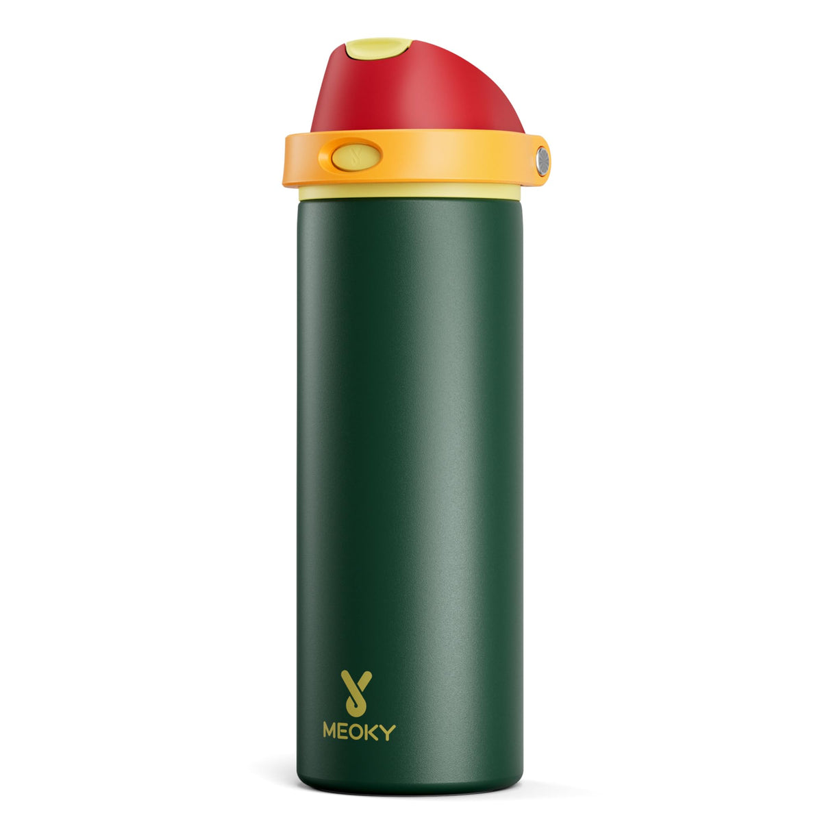 Meoky 24oz insulated bottle with 2-in-1 lid for versatile sipping on the go.