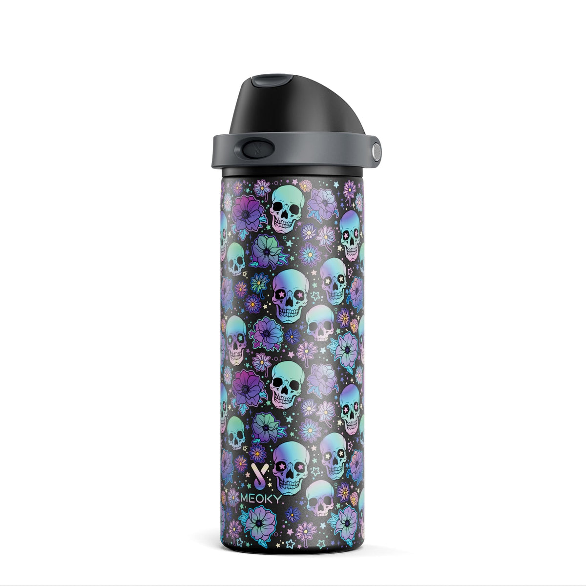 Meoky 24oz insulated bottle with straw lid for on-the-go hydration