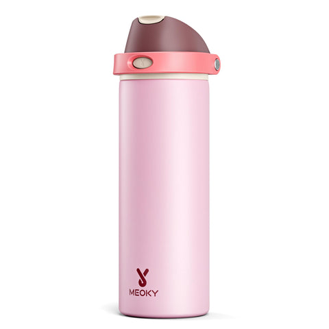 Meoky 24 oz insulated bottle with straw lid for gym hydration on the go.
