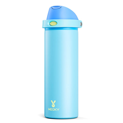 Meoky 24 oz insulated water bottle in azure, front view for everyday hydration.