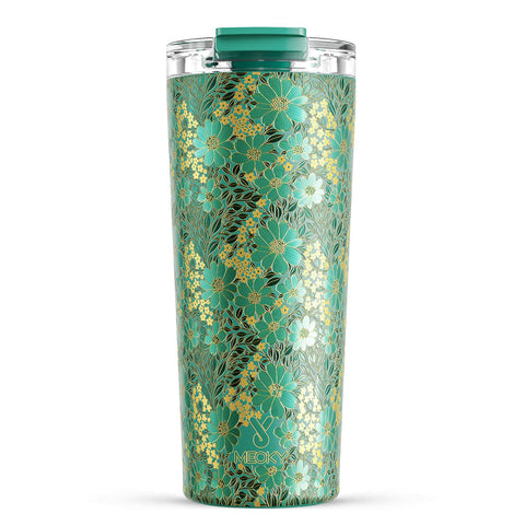 Meoky 24 oz travel mug in Emerald Bloom, ready for on-the-go hydration.