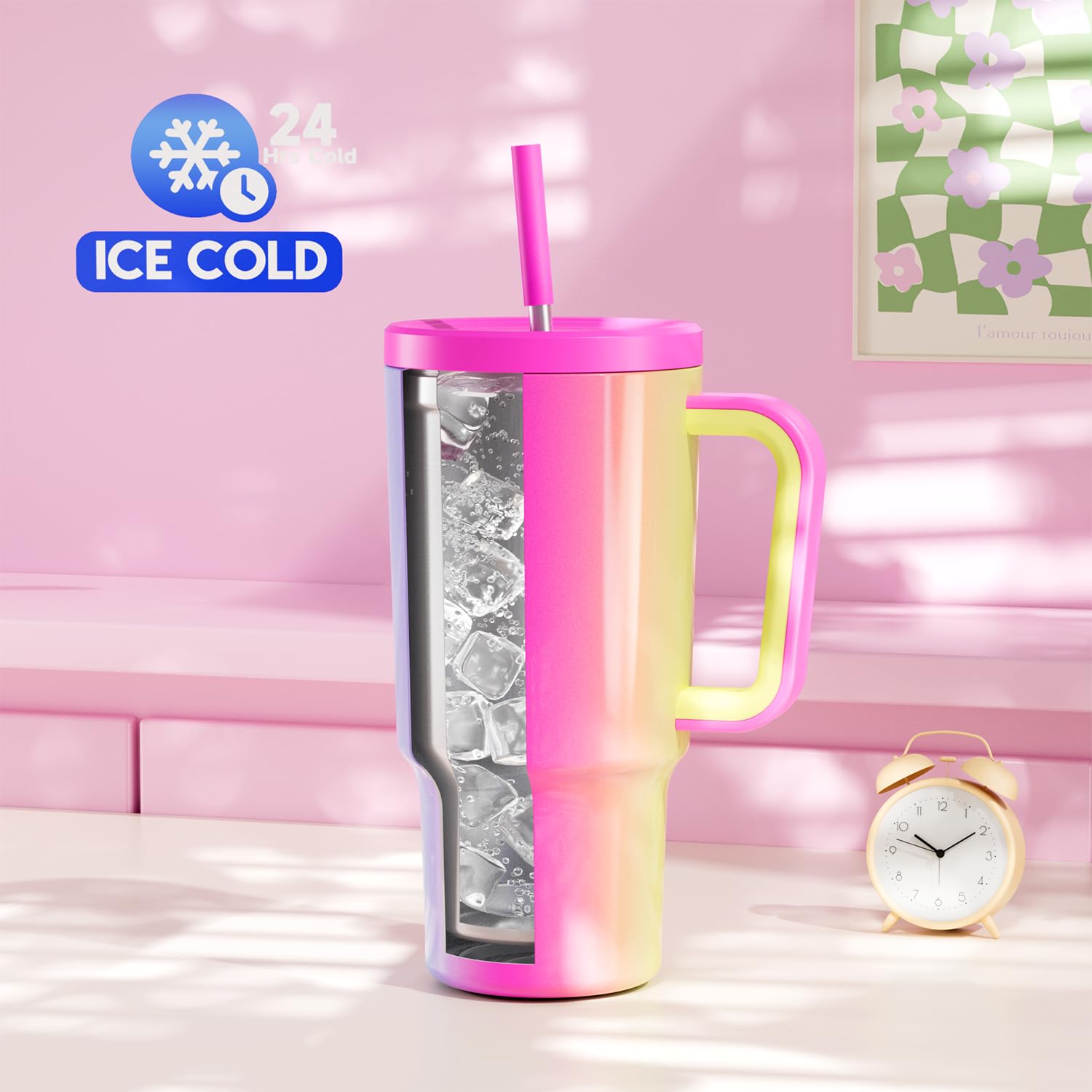 Meoky tumbler lid with secure seal supports spill‑free travel.