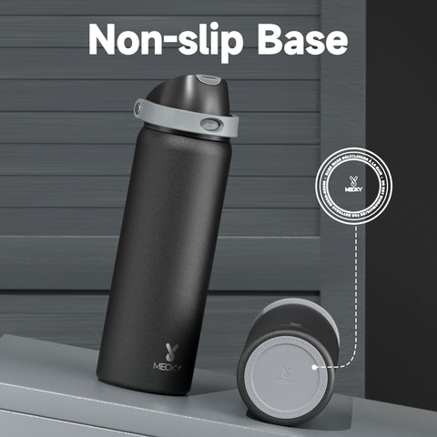 Meoky with locking carry loop travels securely in transit.