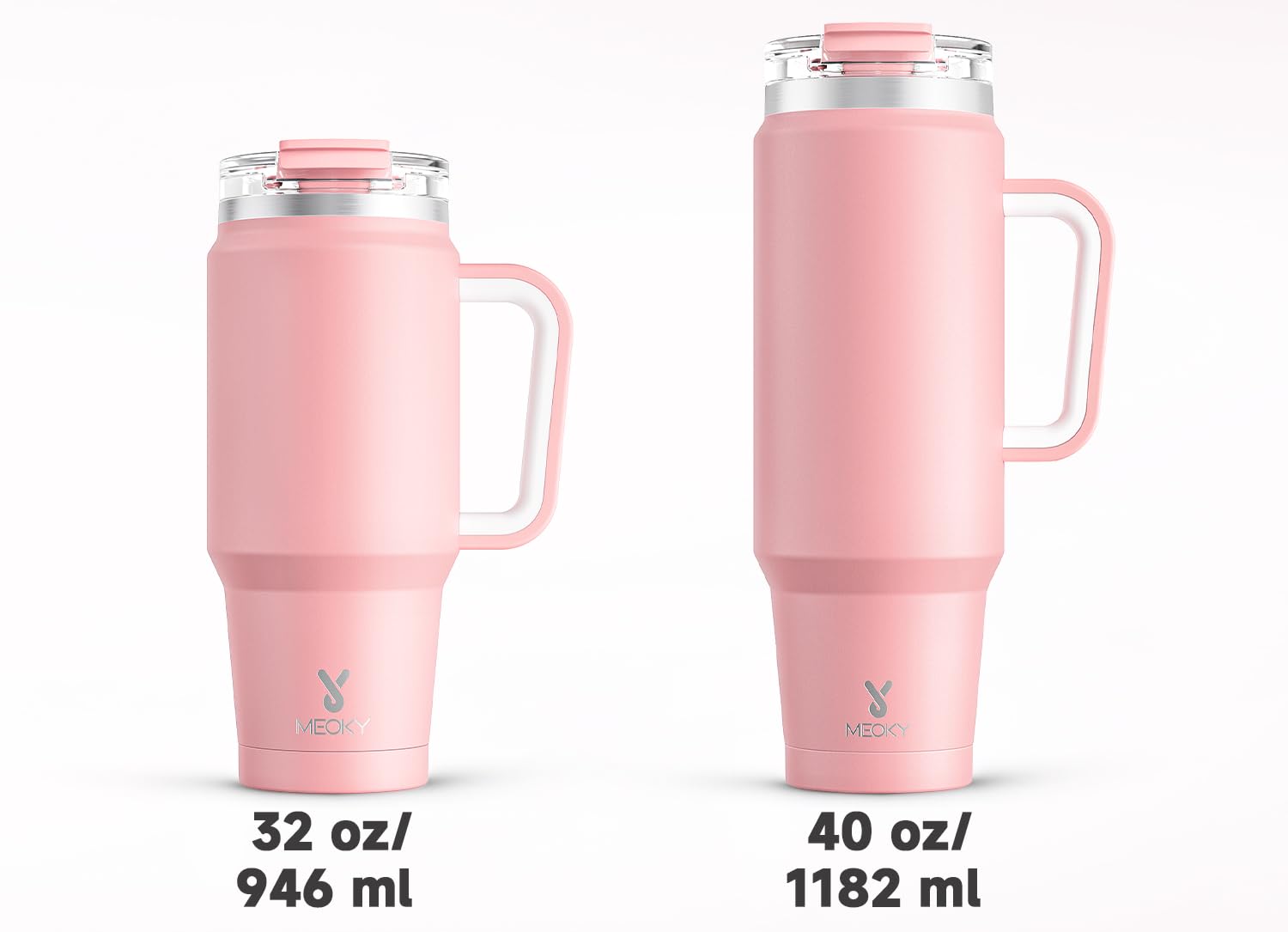 Meoky 32 oz tumbler blush color adds stylish appeal for outdoors.