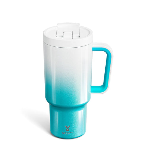 Meoky 32 oz tumbler with azure handle for easy on-the-go grip