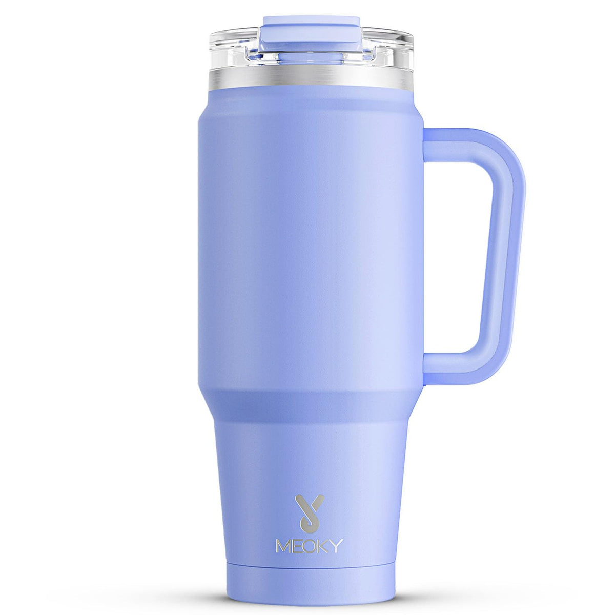 Meoky 32oz lilac tumbler with handle shows leak-proof performance for on-the-go hydration