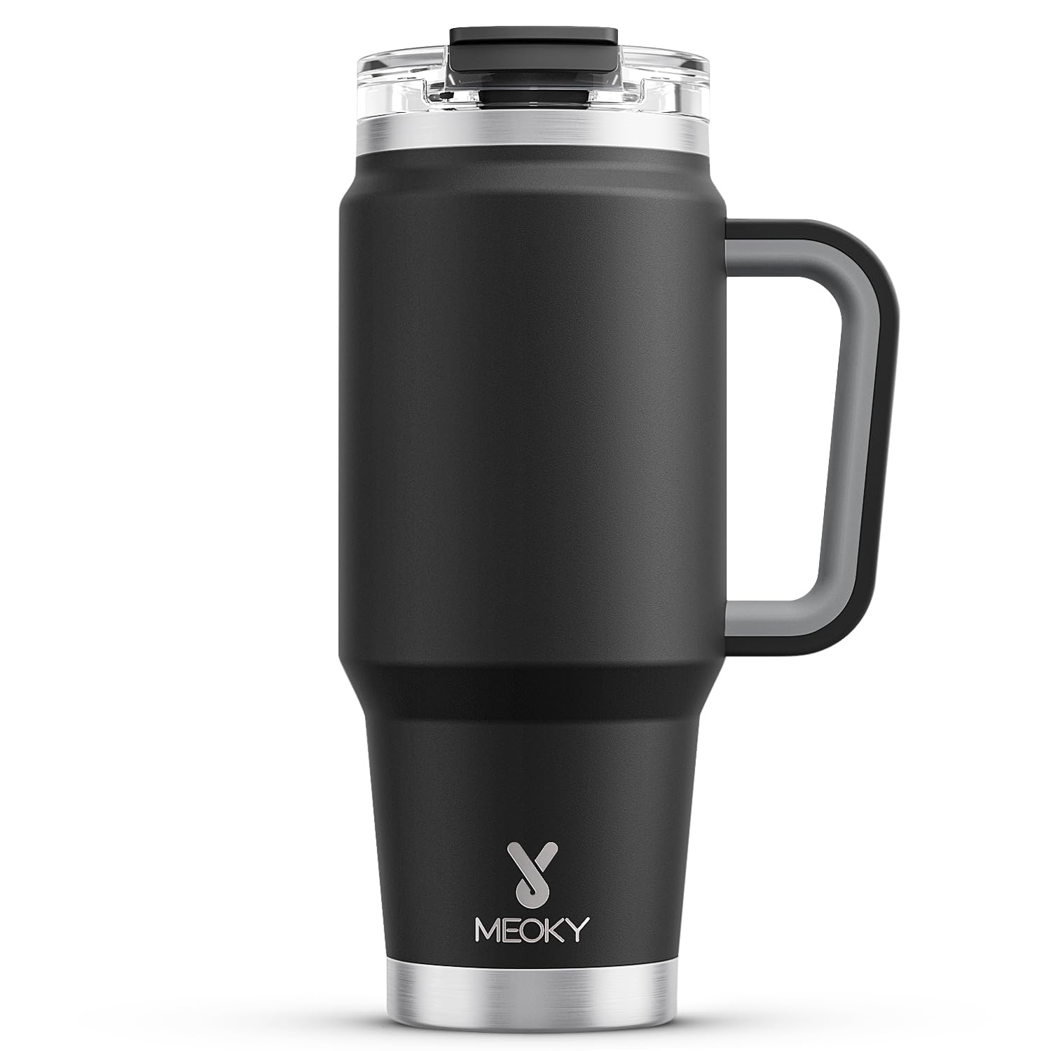 Meoky 32 oz tumbler with handle and straw lid for easy on-the-go sipping.