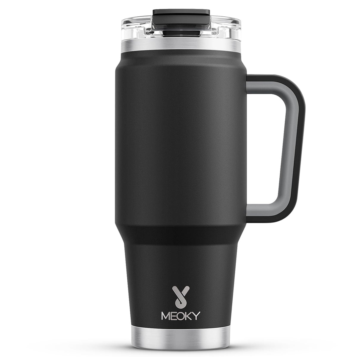 Meoky 32 oz tumbler with handle and straw lid for easy on-the-go sipping.