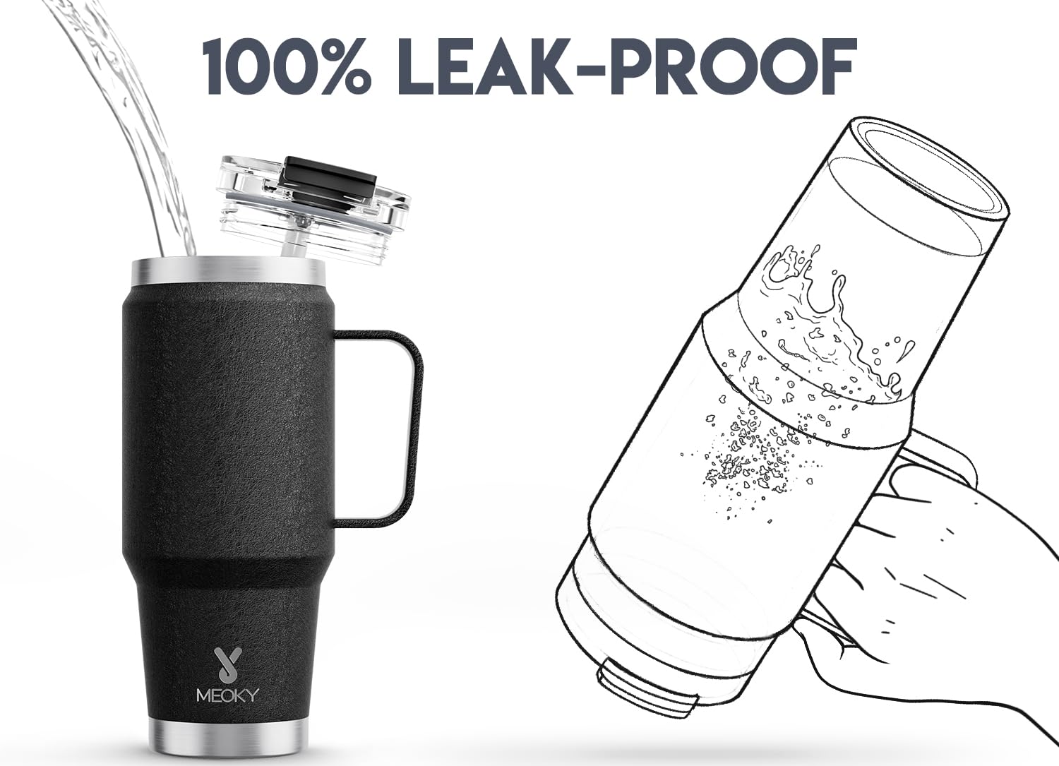 Meoky 32oz tumbler-sip-lid ideal for hot beverages.