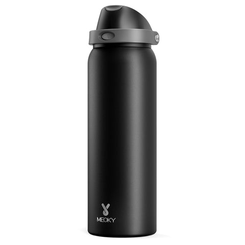 Meoky 40oz insulated bottle keeps drinks cold for 24 hours and resists condensation