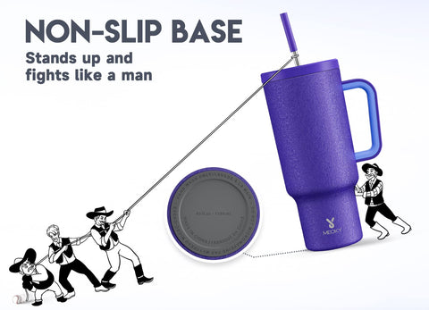 Meoky 40oz tumbler fits most cup holders for easy commuting.
