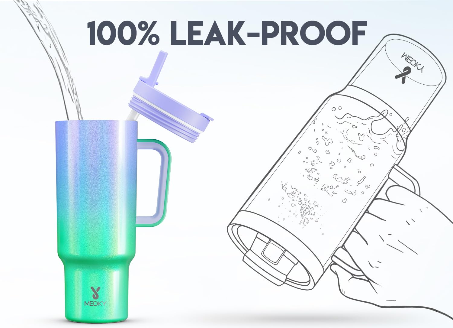 Meoky 40 oz tumbler designed to fit most cup holders