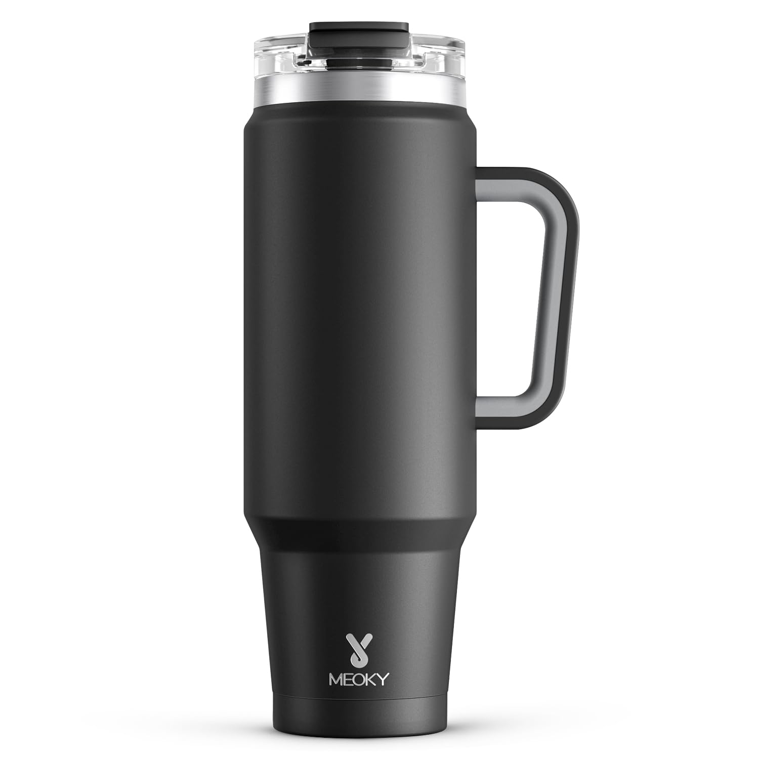 Meoky 40 oz tumbler with handle and straw for on-the-go hydration.