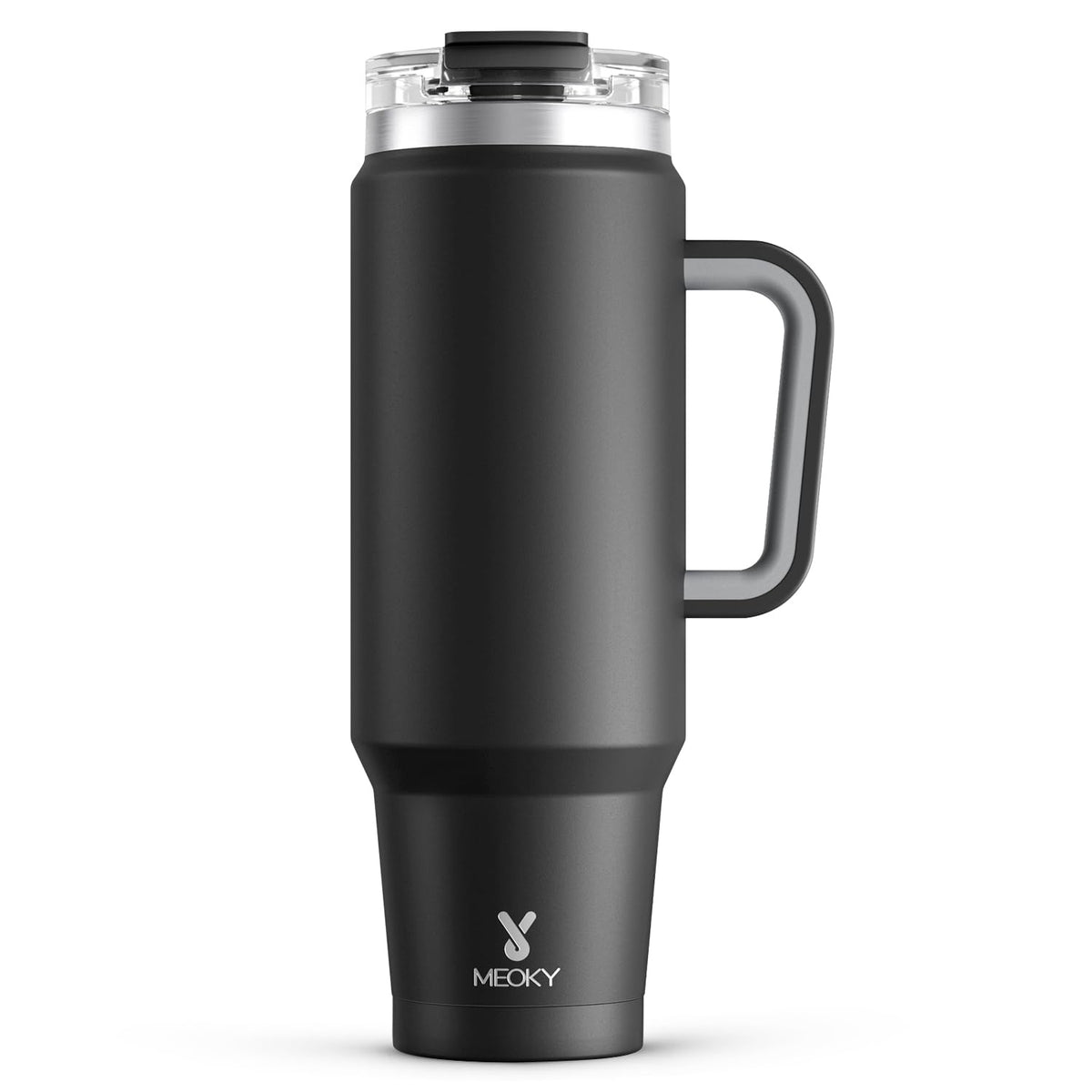 Meoky 40 oz tumbler with handle and straw for on-the-go hydration.