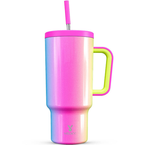 Meoky 40oz tumbler with handle keeps beverages at the desired temperature on the move.