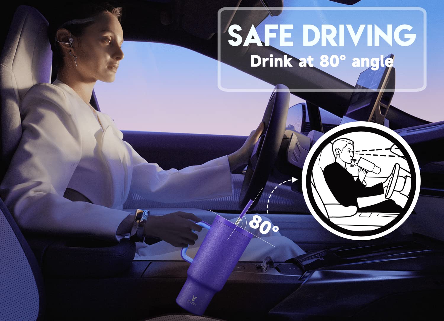 Meoky 40oz tumbler non-slip base provides stable placement.