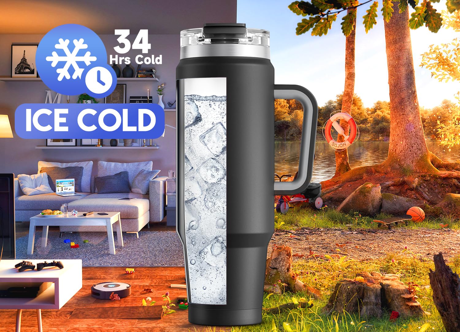 Meoky tumbler straw lid with two drinking options for versatility.