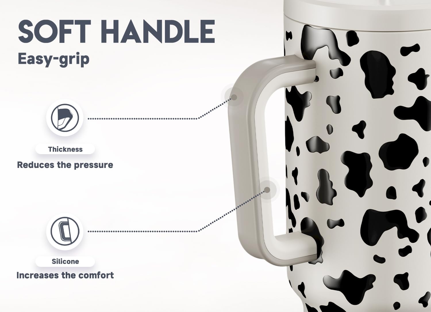 Meoky 40 oz with wide handle fits hands and cup holders