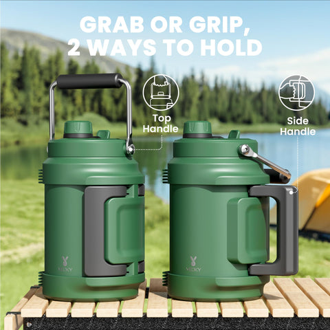 Meoky 64oz bottle featuring a 2-in-1 lid for sipping and swigs