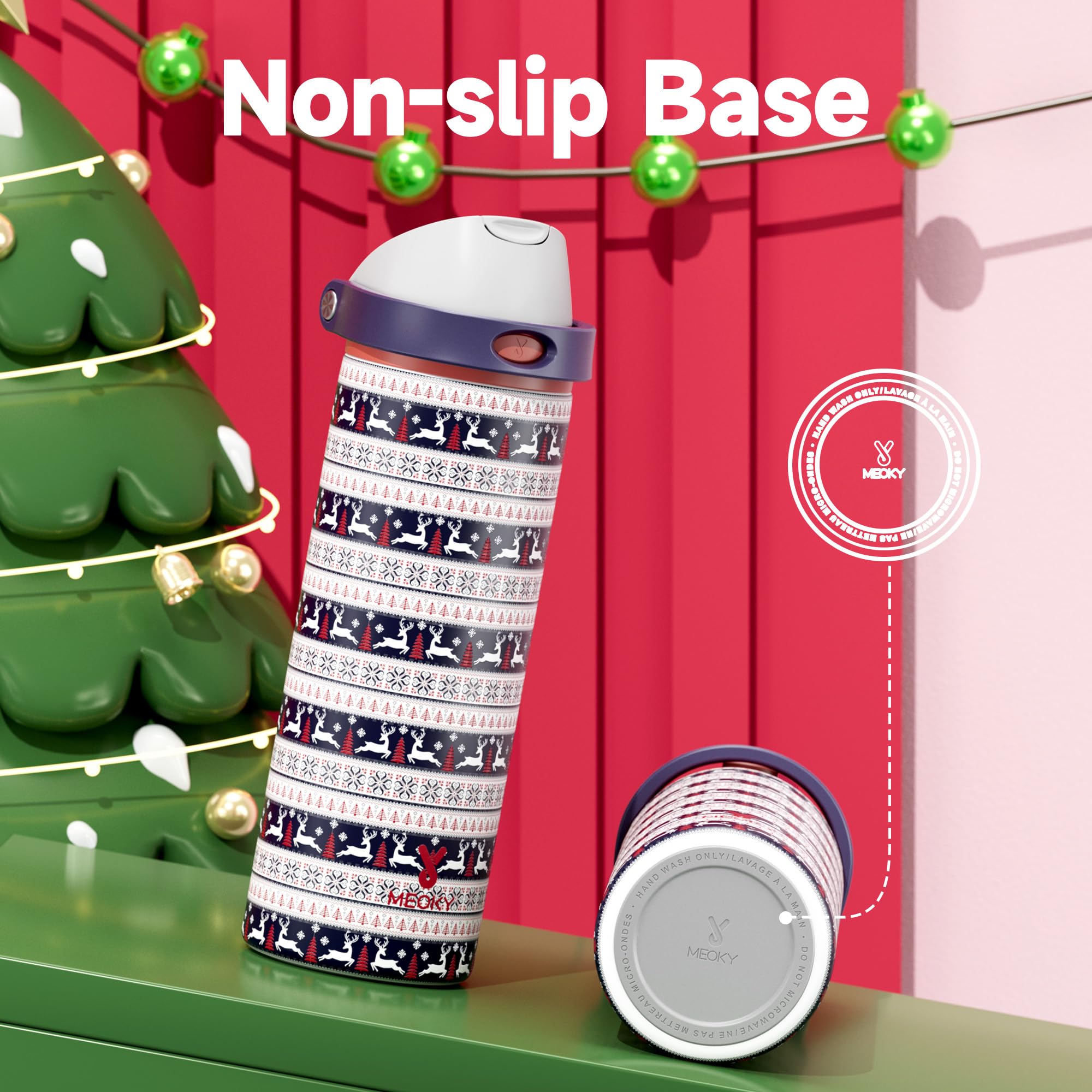 Meoky bottle in car cup holder demonstrating travel compatibility