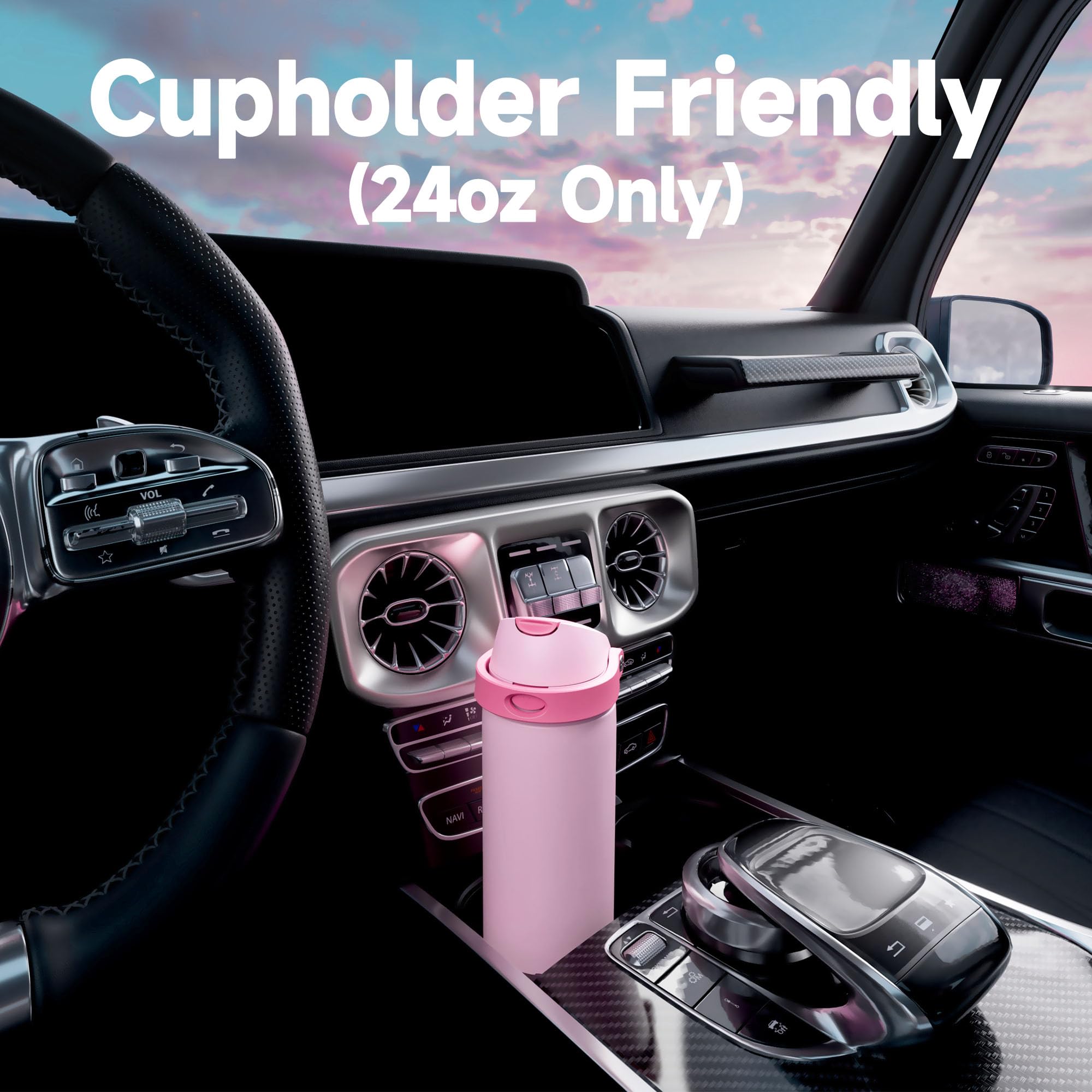 Meoky bottle fits most car cup holders for travel