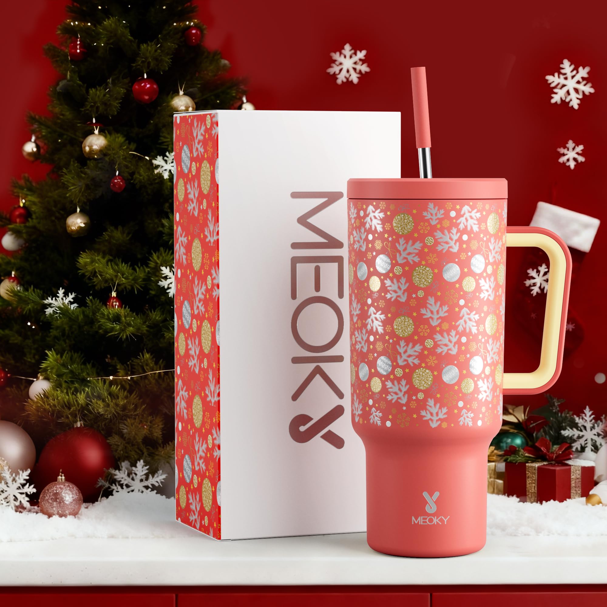 Meoky Merry Bells tumbler lets you enjoy hot cocoa on the go.