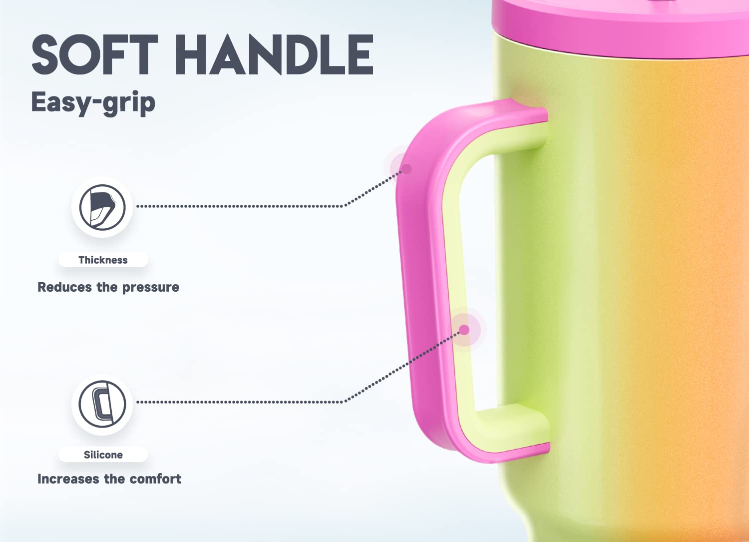 Meoky double-wall insulation maintains cold or hot drinks for hours.