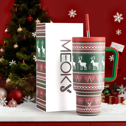 Meoky holiday-pattern tumbler adds festive style to gatherings
