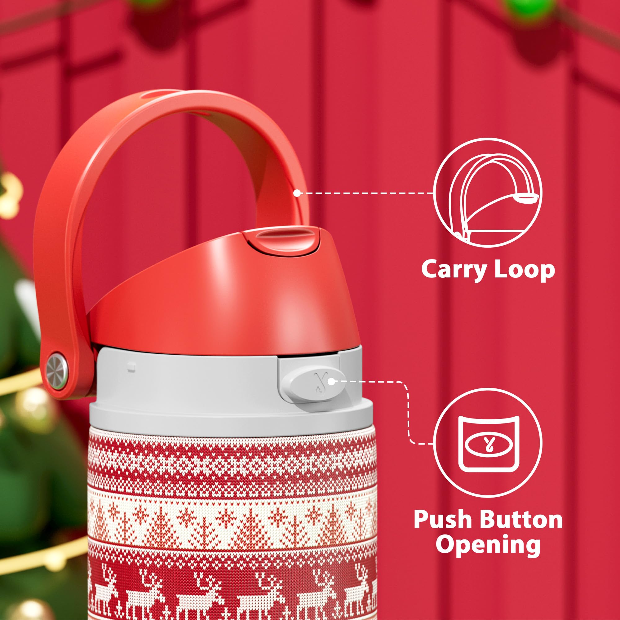 Meoky leak-proof design with locking carry loop prevents spills during travel.