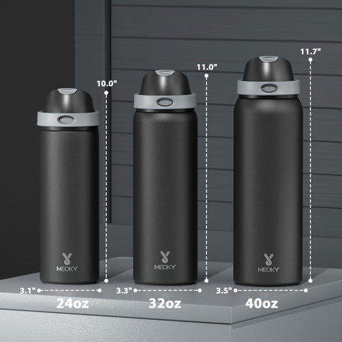 Leak-proof Meoky bottle with locking carry loop prevents spills on the move