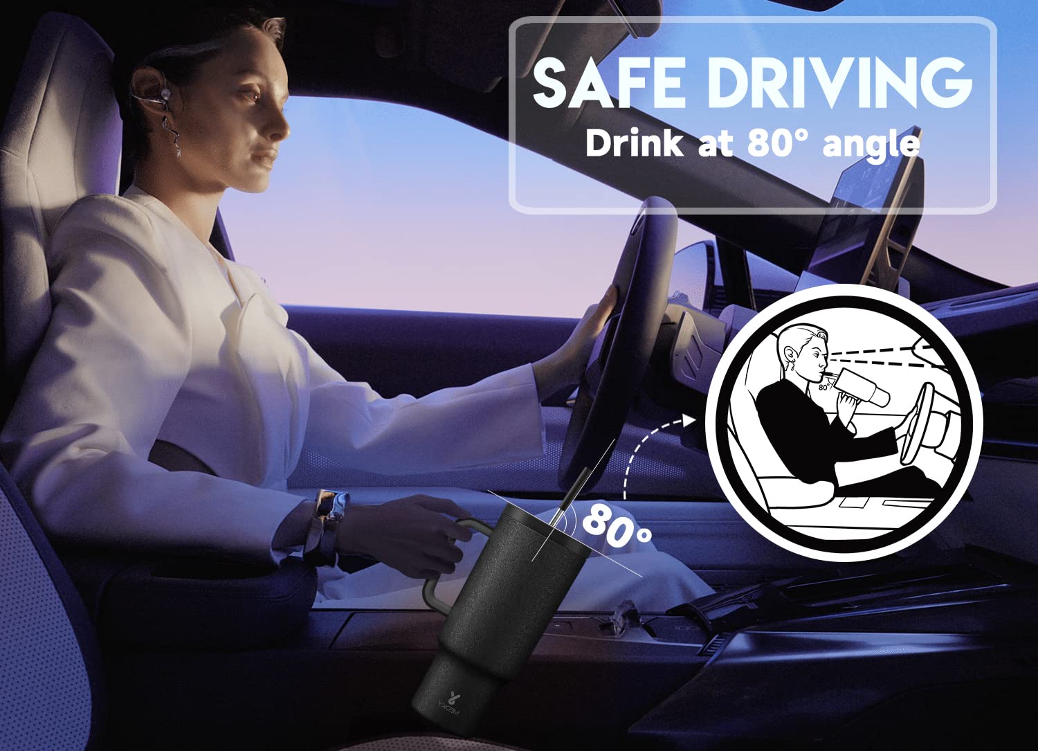 Meoky non-slip base prevents tipping on desks and in cars