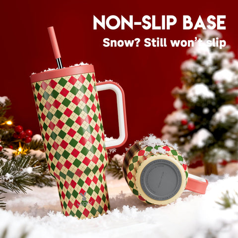 Meoky non-slip base keeps the tumbler steady on slick surfaces.