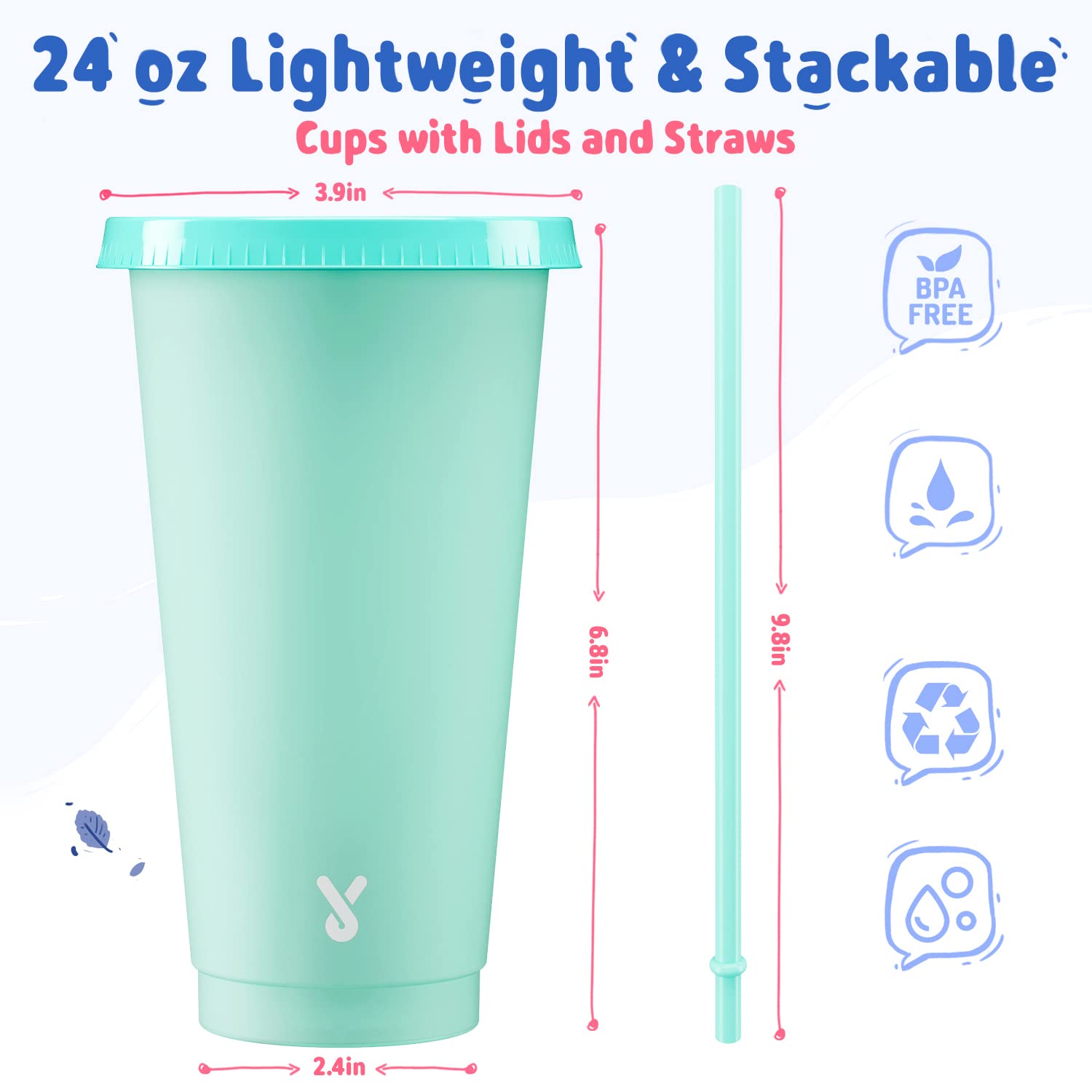 Meoky stackable 24 oz cups for beach and picnic environments