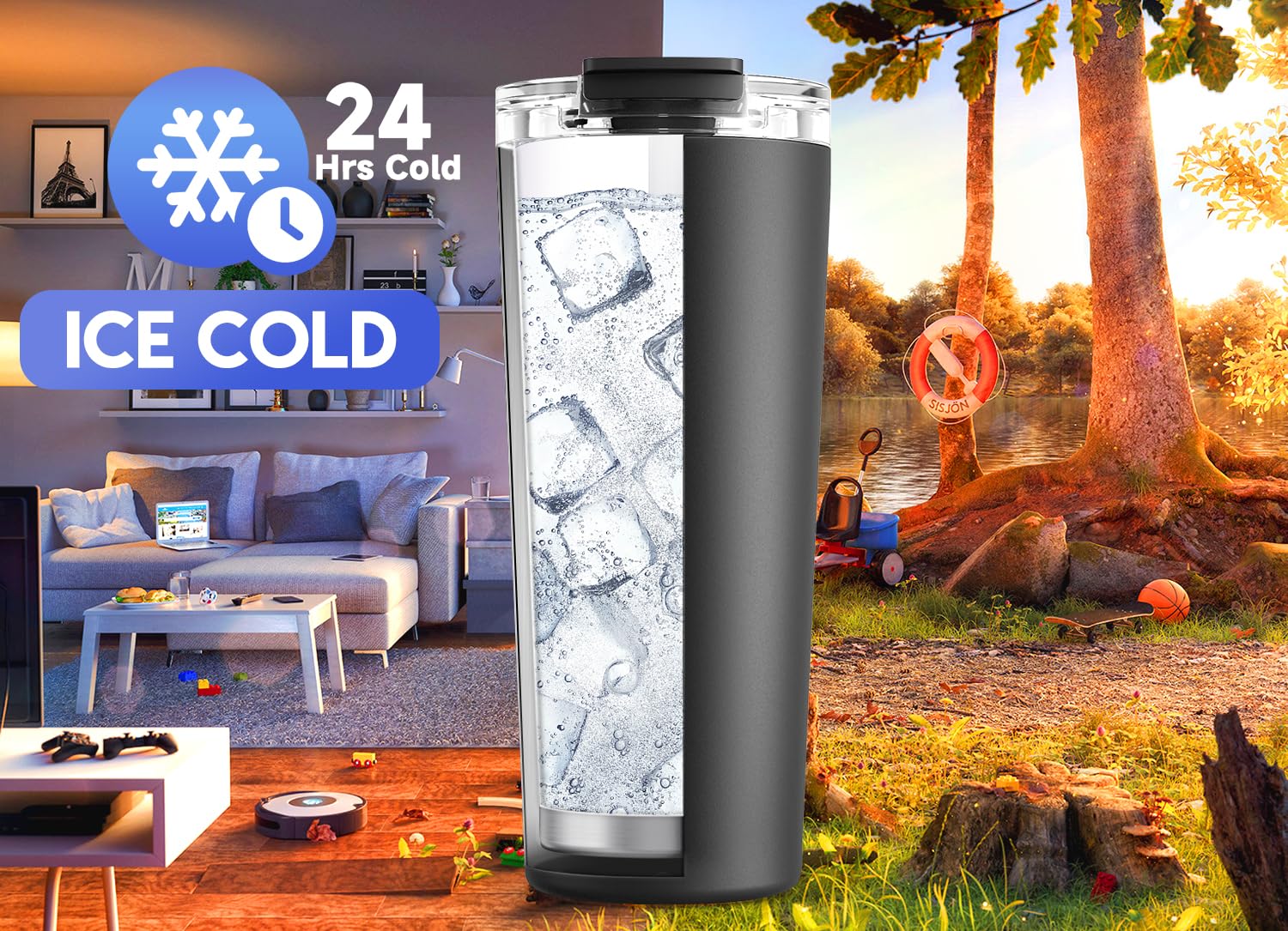 Meoky stainless steel insulated mug maintains beverage temperature