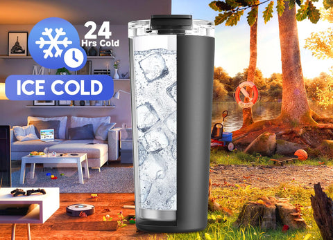 Meoky stainless steel insulated mug maintains beverage temperature