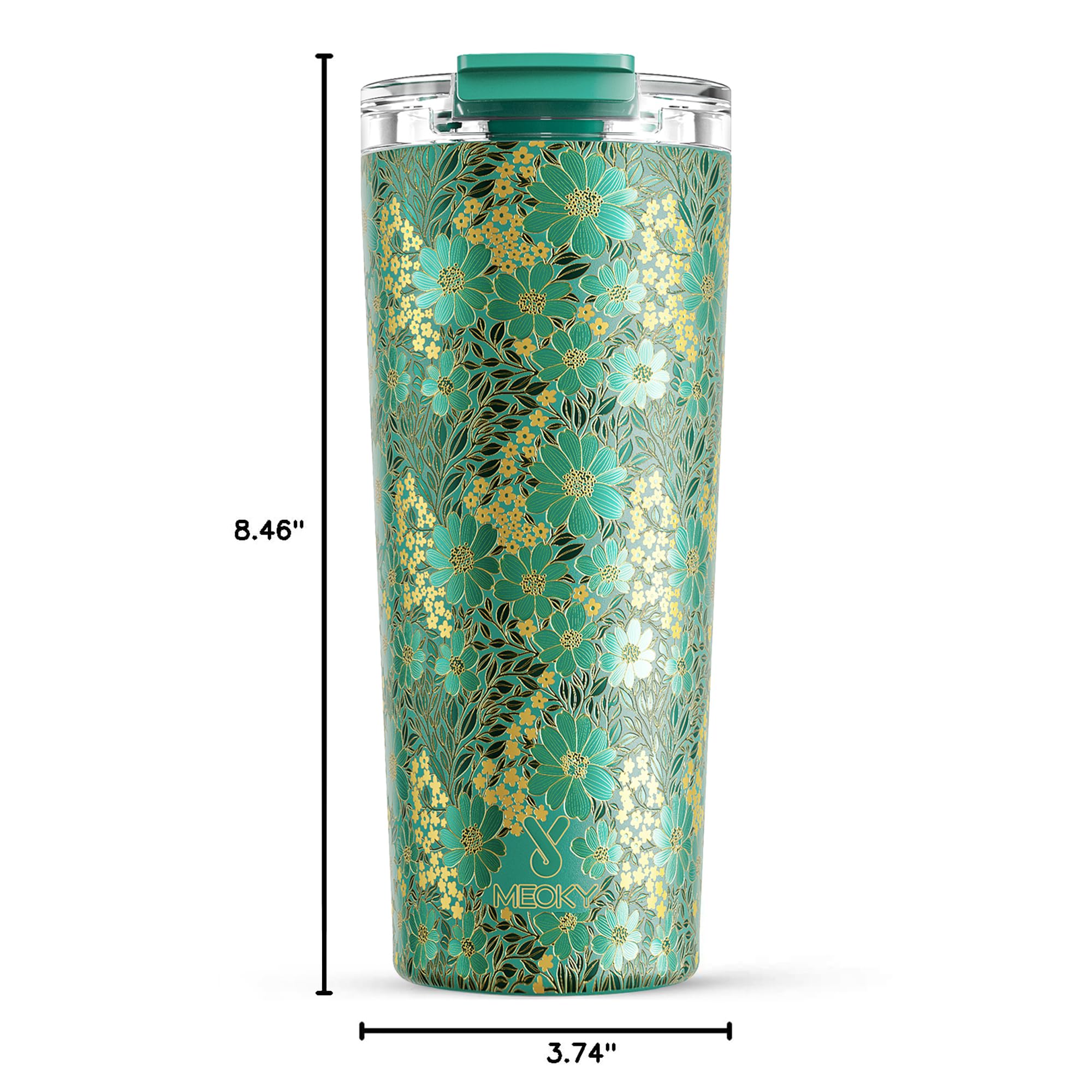 Meoky stainless steel insulated mug showing sleek design and durability.