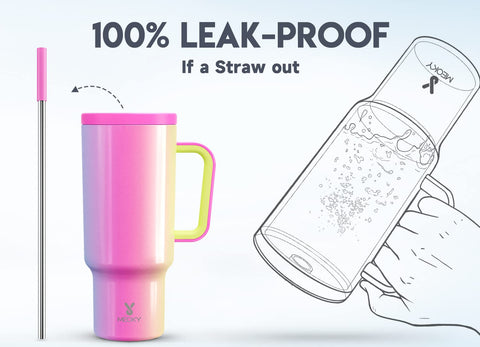 Meoky stainless steel travel mug offers durable daily-use design.