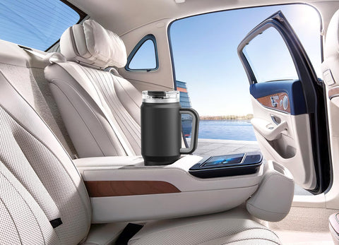 Meoky 32 oz tumbler ideal for driving and travel on the go.